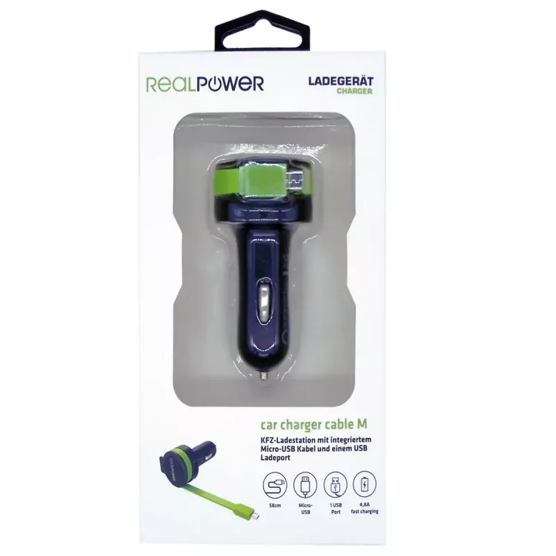 Mobiilseadme laadija RealPower 257635 universaalne must roheline