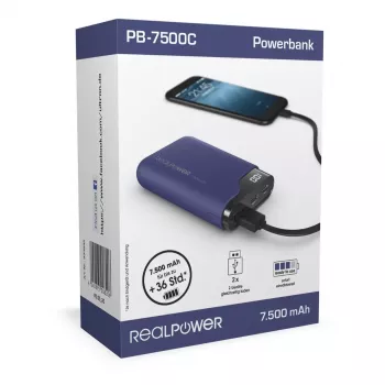 Kaasaskantav aku RealPower PB-7500C 7500 mAh