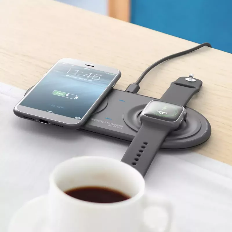 RealPower ChargeAIR Duo nutitelefoni nutikella must USB siseruumide laadija