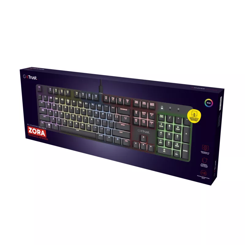 Mänguklaviatuur Trust GXT 871 Zora Mechanical USB RGB Must