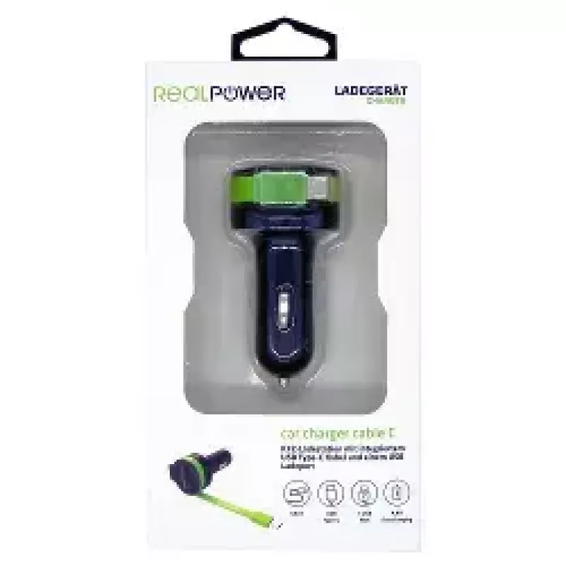 Mobiilseadme laadija RealPower 257636 Universal must roheline