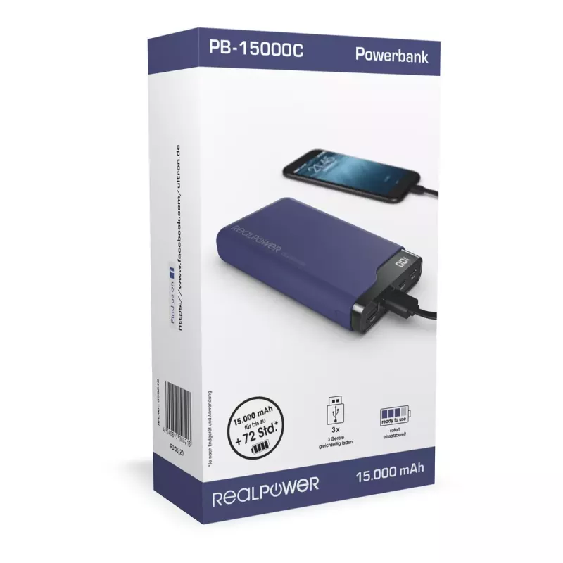 Kaasaskantav laadija RealPower PB-15000C 15000 mAh