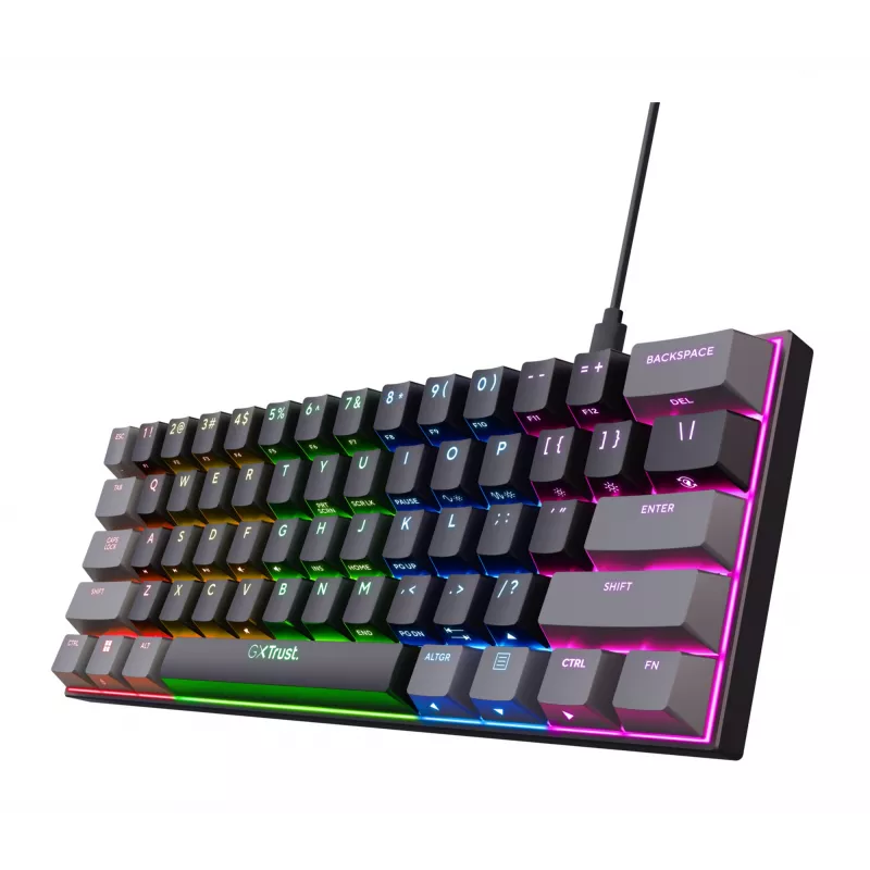 Trust GXT 867 Acira klaviatuur mängimiseks USB QWERTZ saksa must hall 60% mehaaniline RGB