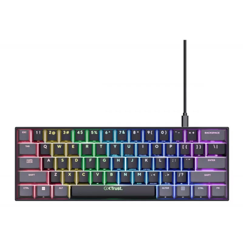 Trust GXT 867 Acira klaviatuur mängimiseks USB QWERTZ saksa must hall 60% mehaaniline RGB