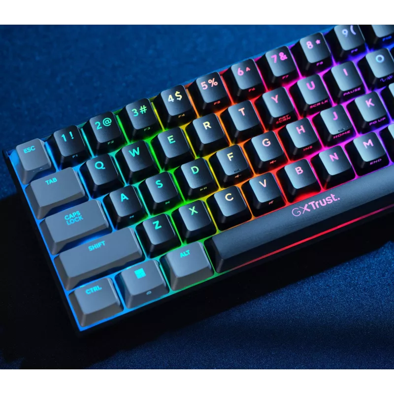 Trust GXT 867 Acira klaviatuur mängimiseks USB QWERTZ saksa must hall 60% mehaaniline RGB