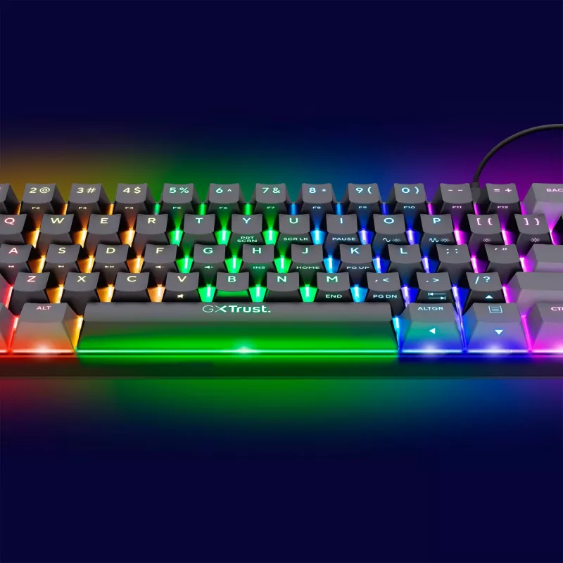 Trust GXT 867 Acira klaviatuur mängimiseks USB QWERTZ saksa must hall 60% mehaaniline RGB