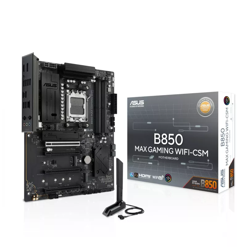 Emaplaat ASUS B850 MAX GAMING WIFI Socket AM5 ATX, AMD B850, DDR5, 4 DIMM, 256 GB, Wi‑Fi 6E, 2.5Gb Ethernet