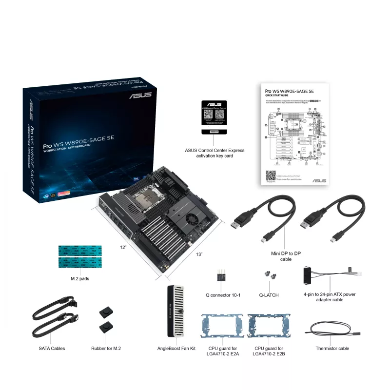 Emaplaat ASUS Pro WS W890E-SAGE SE — Intel W890, LGA 4710-2, EEB, 8x DIMM DDR5, kaheksakanaliline, 10GbE