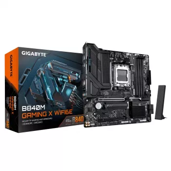 GIGABYTE B840M GAMING X WIFI6E emaplaat - AMD Ryzen 9000 protsessorid, 8+2+2 faasiline VRM, kuni 8200MHz DDR5(O.C), 2xPCIe 4.0 M.2, Wi-Fi 6E, 2.5GbE LAN, USB 3.2 Gen 1