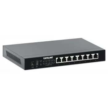 Intellinet 8-pordiline 2.5G Ethernet PoE+ kommutaator Kaheksa 10/100/1000/2500 Mbps PSE PoE+ porti, 100 W PoE eelarve, haldamata, lauaformaadis, seinale kinnitatav