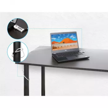 Manhattan Universaalne sülearvuti kombinatsioonlukk Noble Wedge®, Nano ja K-Slot jaoks, turvaline 3-ühes sülearvuti vargusvastane lukk, lähtestatav 4-kohaline kombinatsioon, 1,8 m, lõikekindel süsinikteraskaabel, läbipaistev PVC-kate, hõbedane