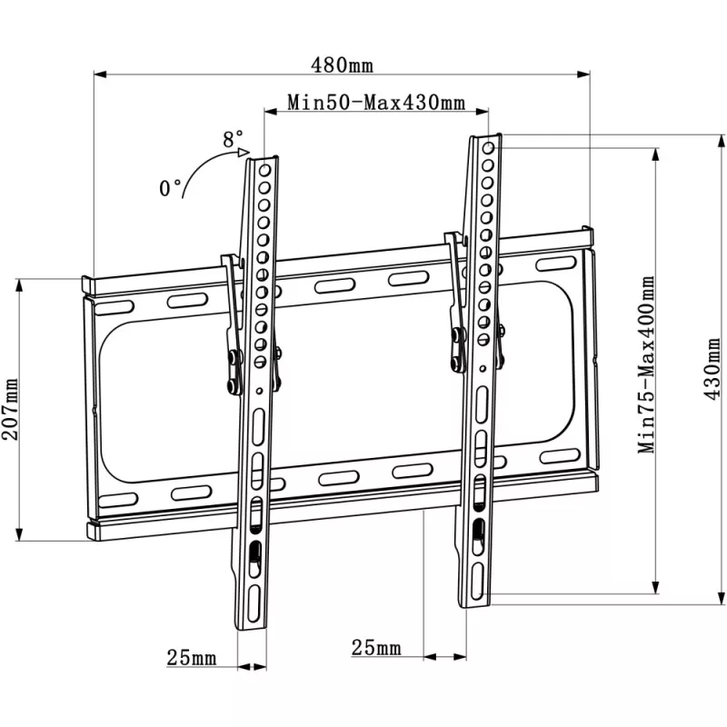 Techly ICA-PLB 261M teleri seinakinnitus/jalg 142,2 cm (56 tolli) must
