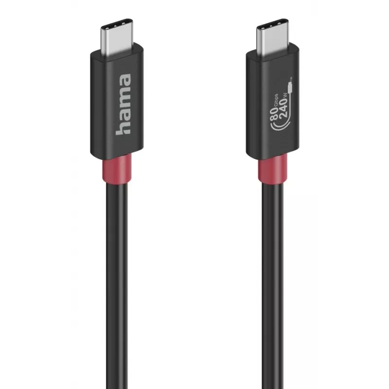 Hama USB-C kaabel, E-Marker, USB4 Gen4, 80 Gbit/s, 5 A, 240 W, 1.00 m