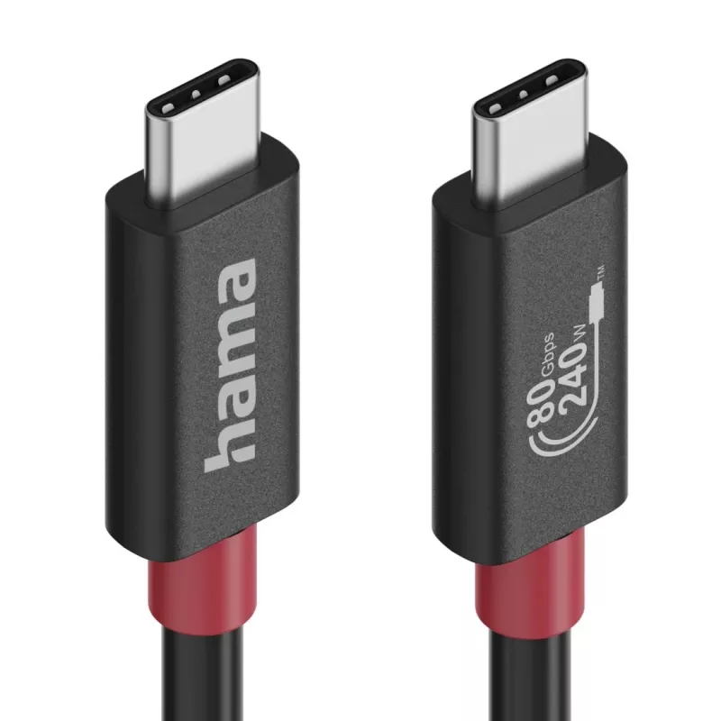 Hama USB-C kaabel, E-Marker, USB4 Gen4, 80 Gbit/s, 5 A, 240 W, 1.00 m