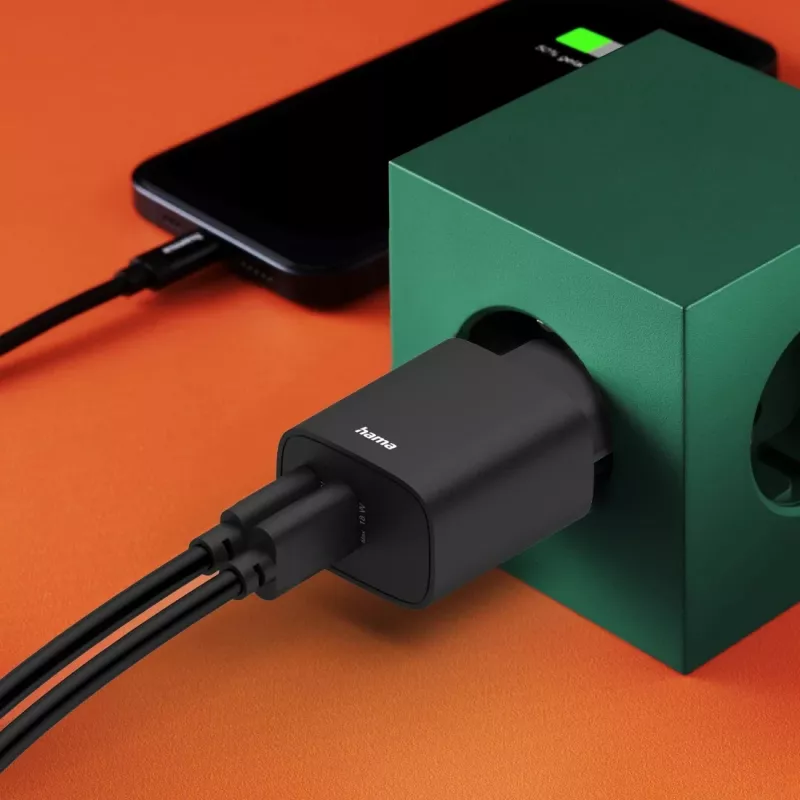 Hama 00201960 mobiilseadme laadija Peakomplekt, Akupank, Nutitelefon, Tahvelarvuti Must Vahelduvvool Kiirlaadimine Siseruumides