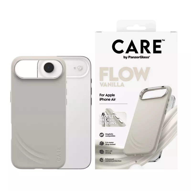 PanzerGlass CARE by Feature FLOW ümbris Vanilla koos MagSafe'iga iPhone Air jaoks