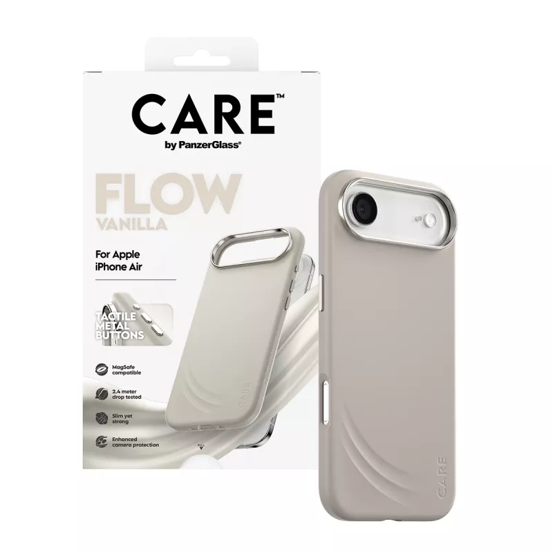 PanzerGlass CARE by Feature FLOW ümbris Vanilla koos MagSafe'iga iPhone Air jaoks