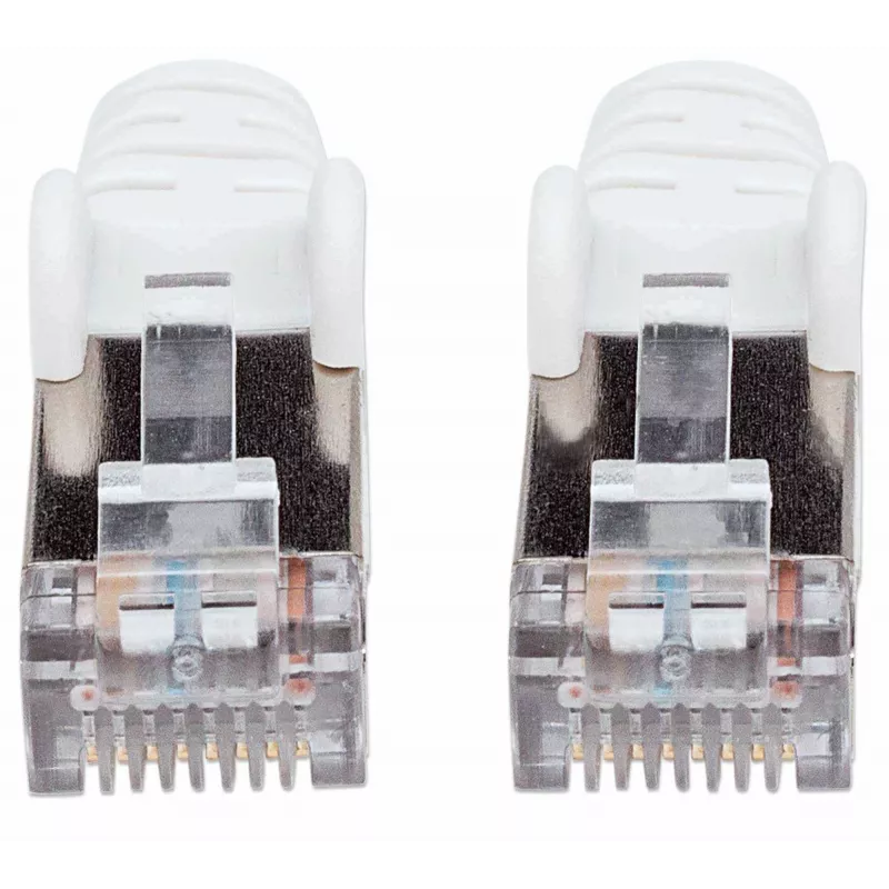 Intellineti võrgujuhtmeparanduskaabel, Cat7 kaabel/Cat6A pistikud, 3 m, valge, vask, S/FTP, LSOH/LSZH, PVC, RJ45, kullatud kontaktid, takerdumisvastane, saapaga, eluaegne garantii
