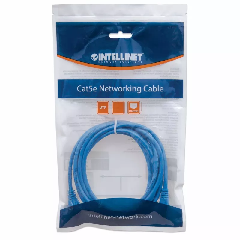 Intellinet võrgukaabel, Cat6, 1 m, sinine, CCA, U/UTP, PVC, RJ45, kullatud kontaktid, takerdumisvaba, kaitsemuhviga, eluaegne garantii