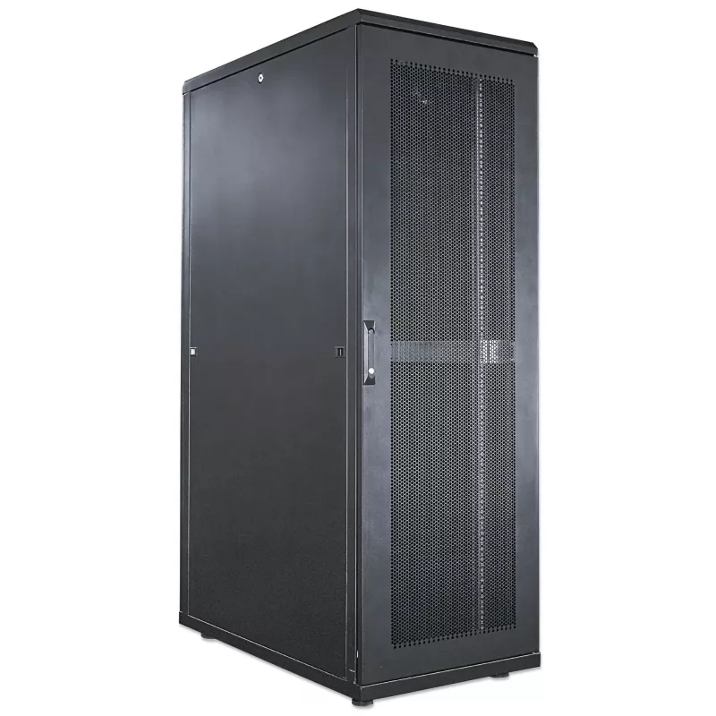 Intellinet 19-tolline serverikapp - vabaltseisev, 42U, 600x1000mm (laius x sügavus), must, lamedalt pakitud, max 1500kg, mitmepunktiline ukselukk, üks lukk iga külgpaneeli jaoks, kasutatav sügavus 123 kuni 773mm, IP20 hinnatud, rack, teras
