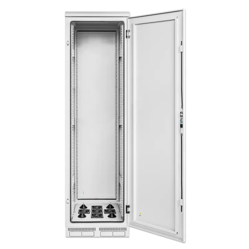 Intellinet Industrial IP55 19 inch võrgukapp integreeritud ventilaatoritega, 42U 800 mm sügavus, katusel paiknev nelja ventilaatoriga ventilatsiooniseade, tolmu- ja veekaitse, põrandale paigaldatav, kokkupandud, helehall RAL7035