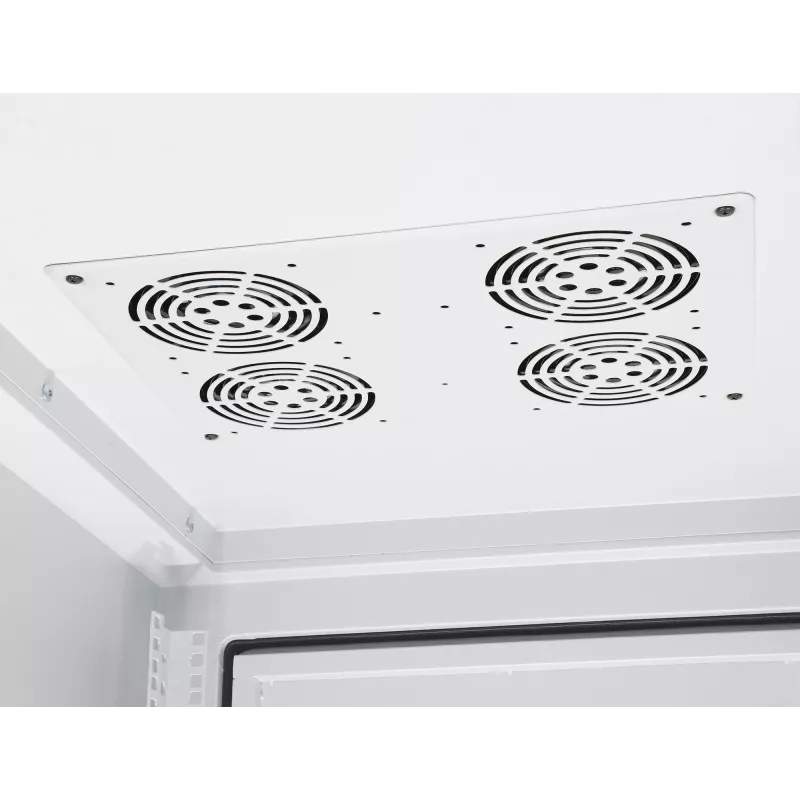 Intellinet Industrial IP55 19 inch võrgukapp integreeritud ventilaatoritega, 42U 800 mm sügavus, katusel paiknev nelja ventilaatoriga ventilatsiooniseade, tolmu- ja veekaitse, põrandale paigaldatav, kokkupandud, helehall RAL7035