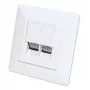 Intellinet 2-Port Cat6a 10G Shielded RJ45 Wall Plate Flush Mount with Faceplate, STP, Signal Valge RAL9003