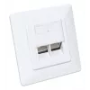 Intellinet 2-Port Cat6a 10G Shielded RJ45 Wall Plate Flush Mount with Faceplate, STP, Signal Valge RAL9003