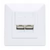 Intellinet 2-Port Cat6a 10G Shielded RJ45 Wall Plate Flush Mount with Faceplate, STP, Signal Valge RAL9003