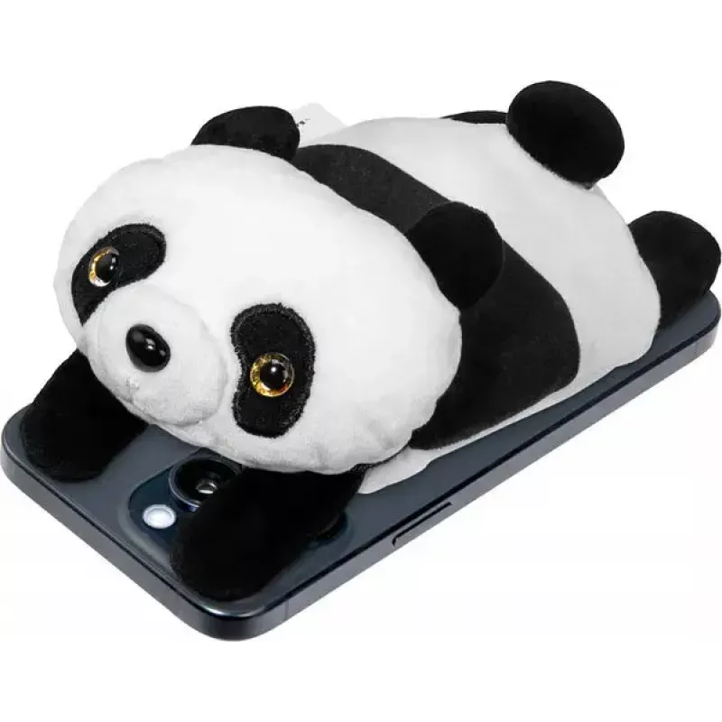 Rahakott LAUT MAGMOJI — MagSafe-ühilduv rahakott Panda disainiga, ABS/plüüš/kangas/metall/nailon, must ja valge