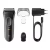 Braun Series 3 Series 3000 pardel, fooliumpardel, must, 2 SensoFoil, LED, toide, vooluvõrk/aku