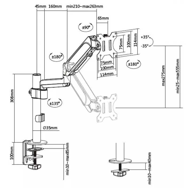 Equip 13 tolli–32 tolli monitori lauakinnitusklamber