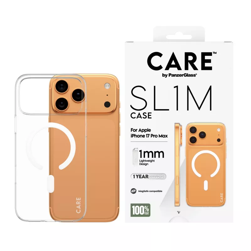 Kaitseümbris PanzerGlass CARE™ SL1M Case läbipaistev MagSafe'ga iPhone 17 Pro Max jaoks