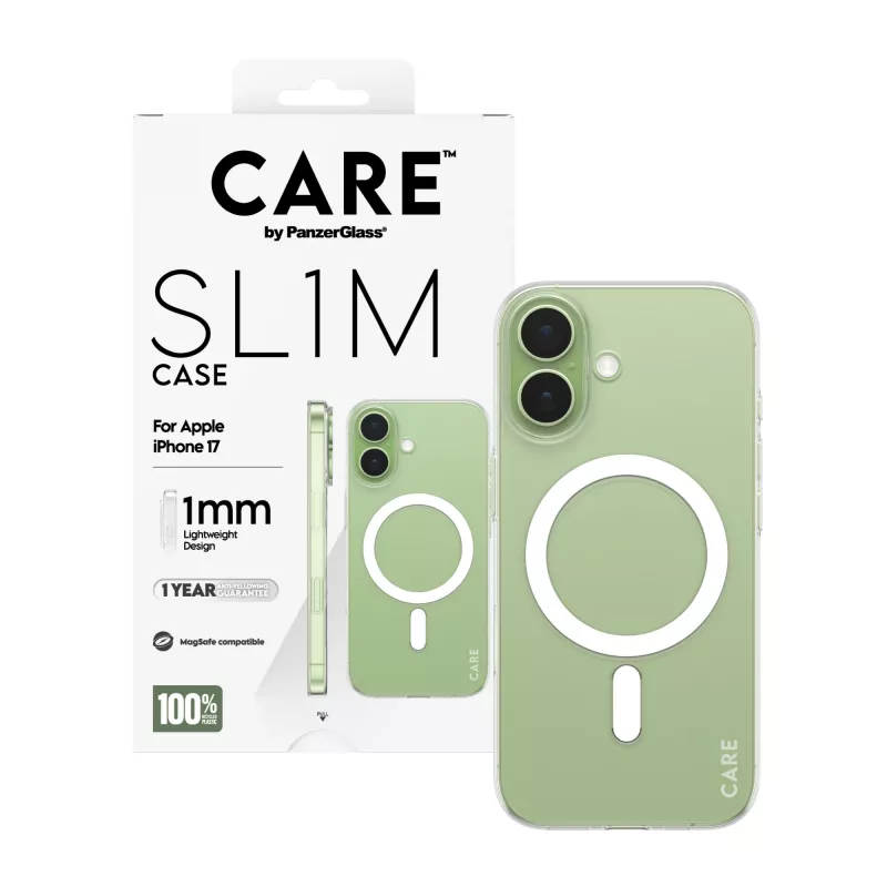 Kaitseümbris PanzerGlass CARE™ SL1M Case läbipaistev koos MagSafe'iga iPhone 17 jaoks