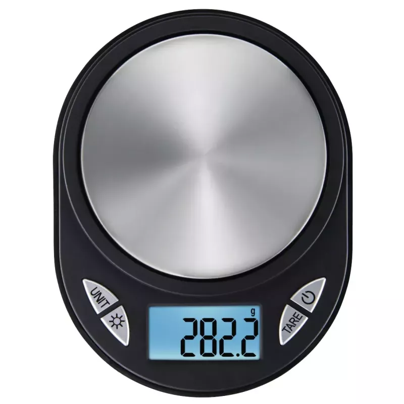 Elektrooniline köögikaal Xavax Jewel Must Oval — max 0,5 kg, täpsus 0,1 g, CR2032 aku, 130×100×15 mm