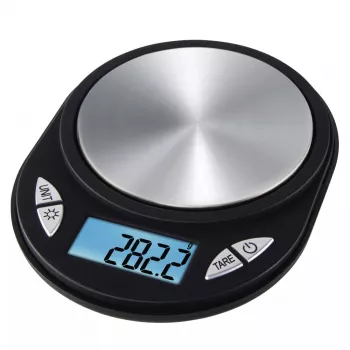 Elektrooniline köögikaal Xavax Jewel Must Oval — max 0,5 kg, täpsus 0,1 g, CR2032 aku, 130×100×15 mm