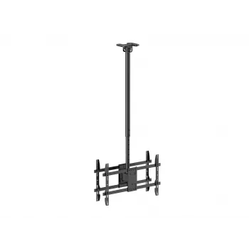 Kahepoolne laekinnitus kahele ekraanile suuruses 43–86 tolli, EQUIP, kallutus -20–5°, pööre ±180°, VESA 200x200–600x400, max koormus 100 kg, must