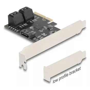 Sisemine SATA-adapter DELOCK 90890 — PCIe kuni 5× SATA (JMicron JMB585), madalprofiilne, must