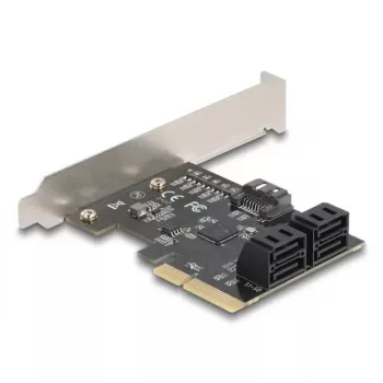 Sisemine SATA-adapter DELOCK 90890 — PCIe kuni 5× SATA (JMicron JMB585), madalprofiilne, must