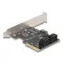Sisemine SATA-adapter DELOCK 90890 — PCIe kuni 5× SATA (JMicron JMB585), madalprofiilne, must