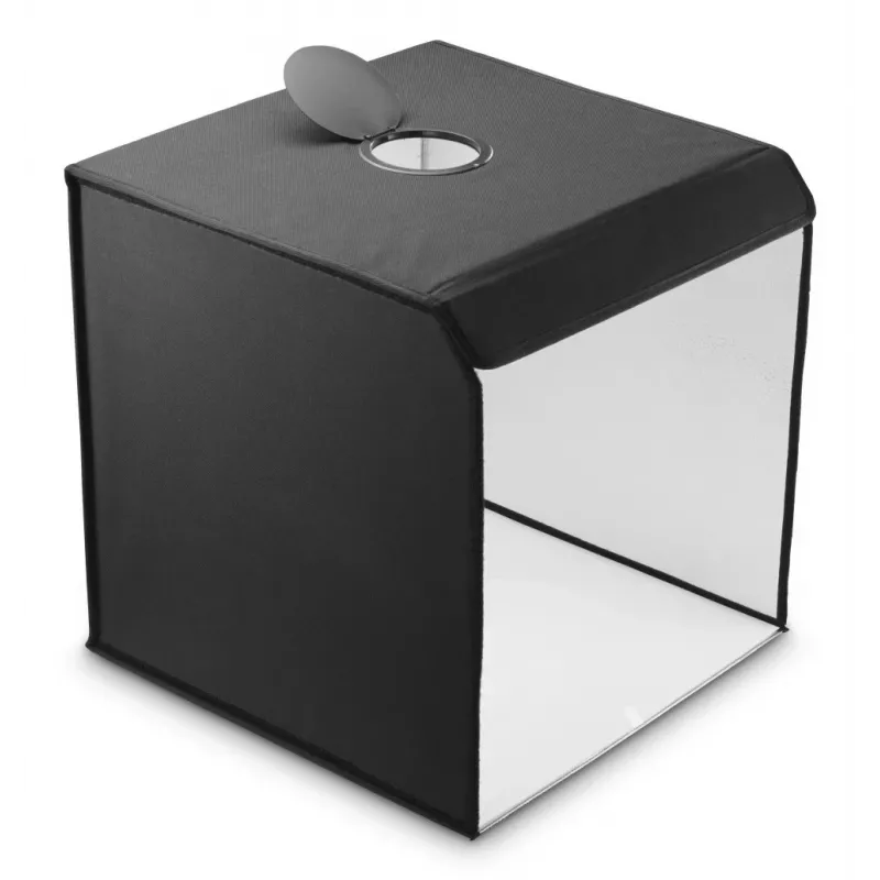 Mini fotostuudio HAMA kokkupandav kast LED-rõngavalgustiga 50×50 cm, mudel 00004664