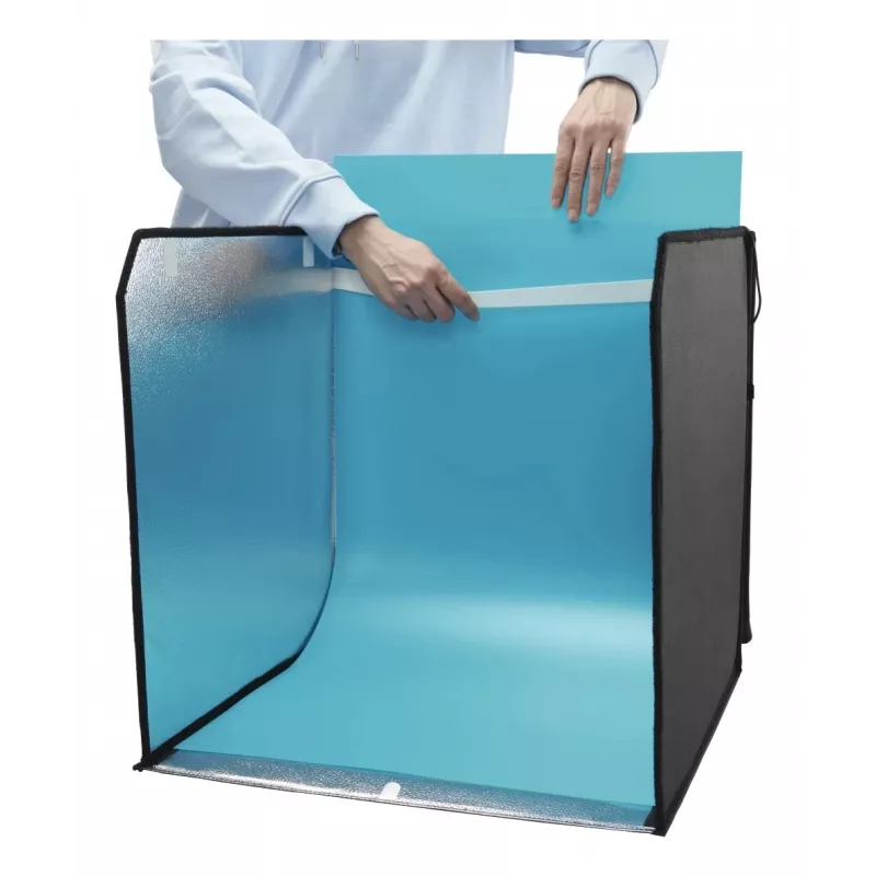 Mini fotostuudio HAMA kokkupandav kast LED-rõngavalgustiga 50×50 cm, mudel 00004664