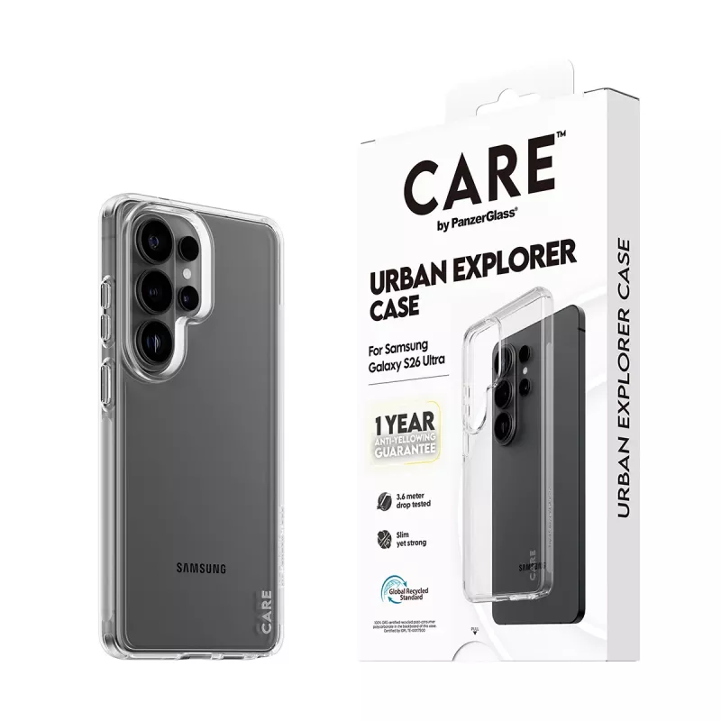 Kaitseümbris PanzerGlass CARE Urban Explorer ümbris Samsung Galaxy S26 Ultra jaoks, läbipaistev