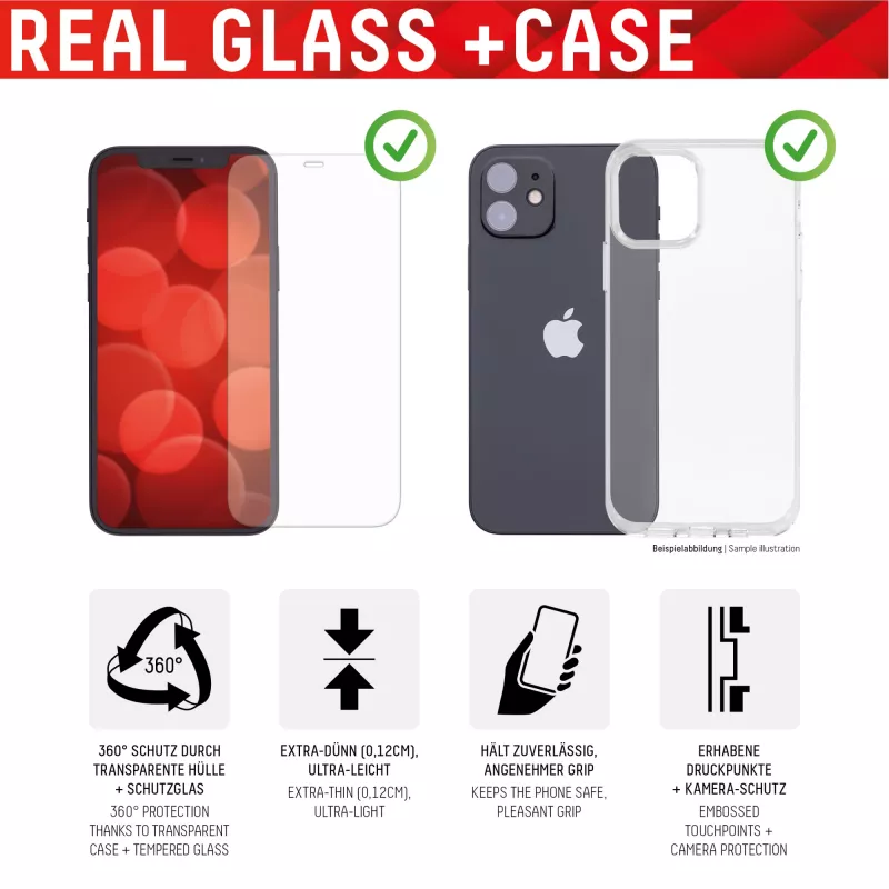 Displex ekraanikaitse (10H) + ümbris Apple iPhone 13 Pro jaoks, paigalduskleebis, + ümbris, karastatud klaas, kriimustuskindel kaitsekile