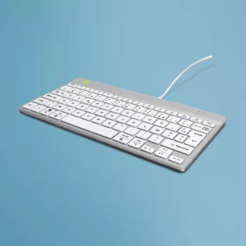 R-Go Tools ergonoomiline klaviatuur R-Go Compact Break, kompaktne klaviatuur pausitarkvaraga, AZERTY (FR), juhtmega, valge