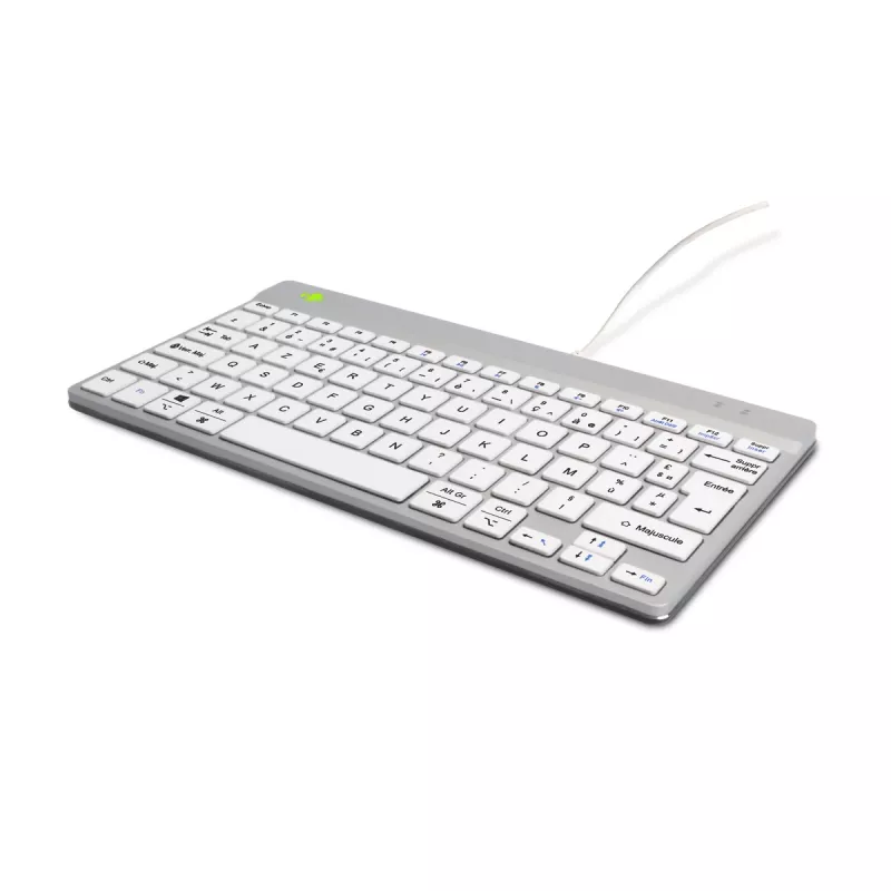 R-Go Tools ergonoomiline klaviatuur R-Go Compact Break, kompaktne klaviatuur pausitarkvaraga, AZERTY (FR), juhtmega, valge