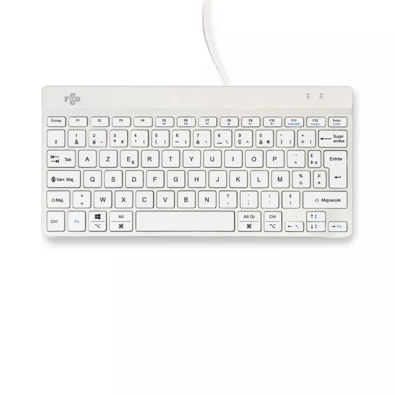 R-Go Tools ergonoomiline klaviatuur R-Go Compact Break, kompaktne klaviatuur pausitarkvaraga, AZERTY (FR), juhtmega, valge