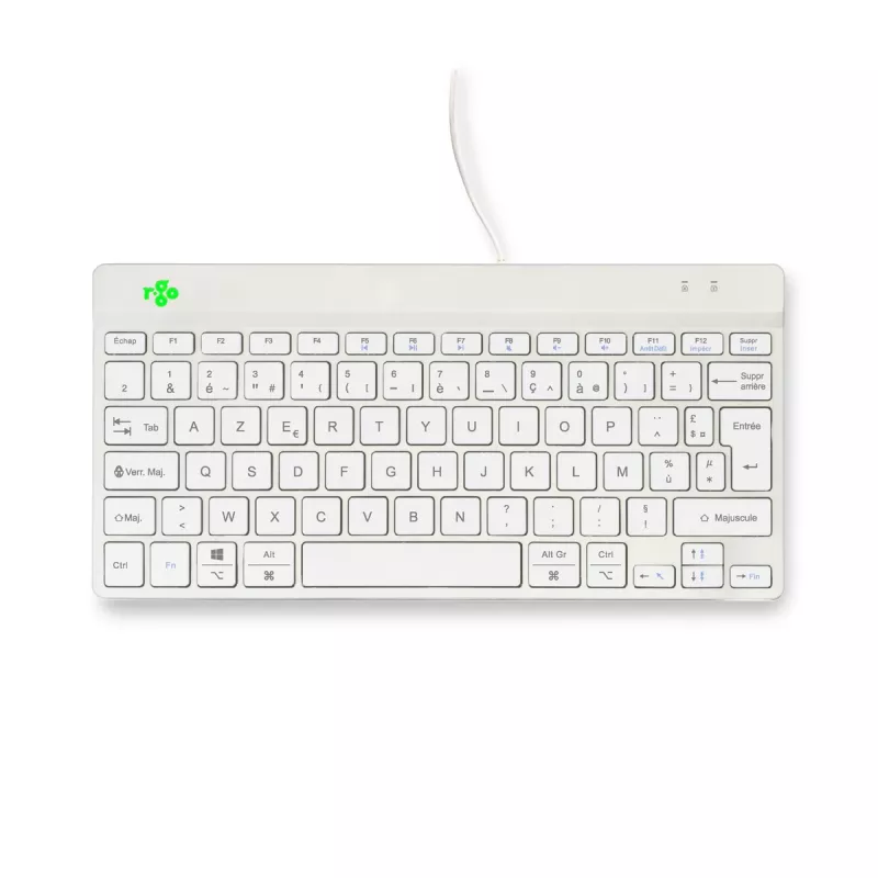 R-Go Tools ergonoomiline klaviatuur R-Go Compact Break, kompaktne klaviatuur pausitarkvaraga, AZERTY (FR), juhtmega, valge