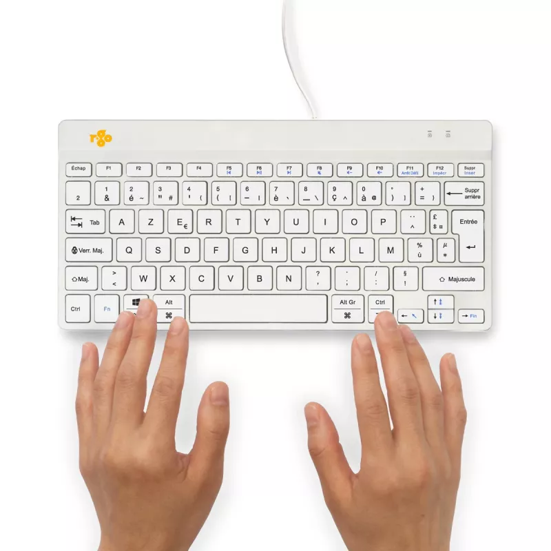 R-Go Tools ergonoomiline klaviatuur R-Go Compact Break, kompaktne klaviatuur pausitarkvaraga, AZERTY (FR), juhtmega, valge