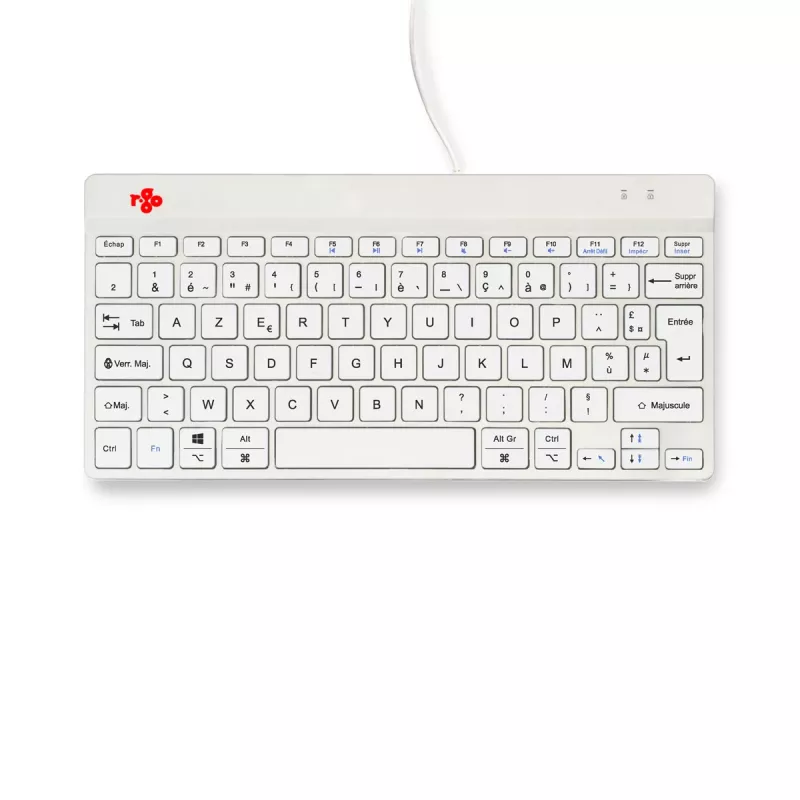 R-Go Tools ergonoomiline klaviatuur R-Go Compact Break, kompaktne klaviatuur pausitarkvaraga, AZERTY (FR), juhtmega, valge